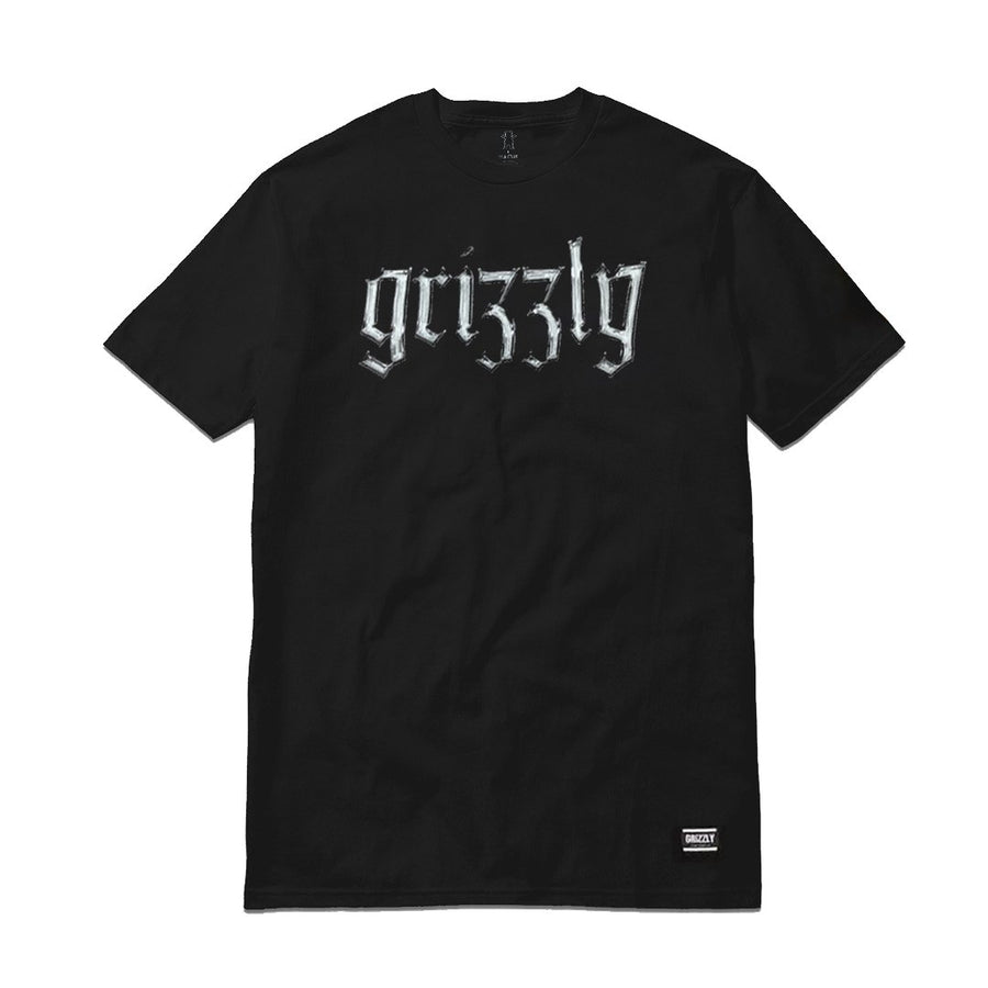 GRIZZLY LIQUID METAL TEE - BLACK
