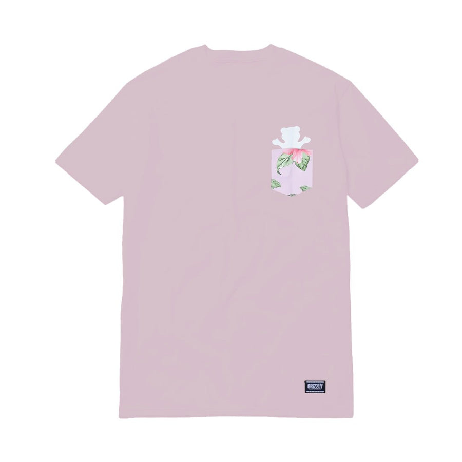 GRIZZLY HONOLULU OG BEAR POCKET TEE-PINK