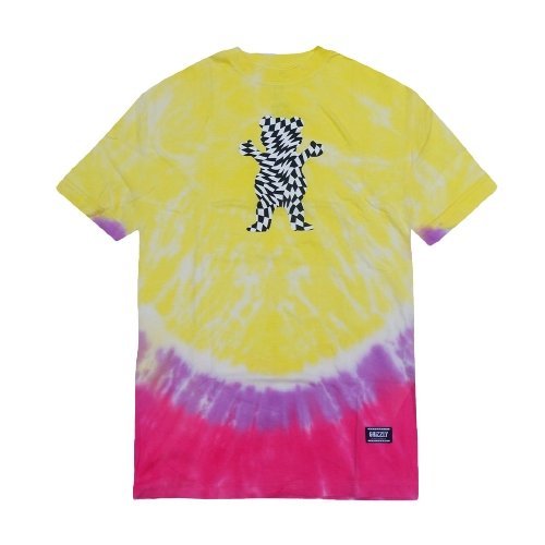 GRIZZLY TRIPPY CHECKERBOARD OG BEAR TEE - TIE DYE