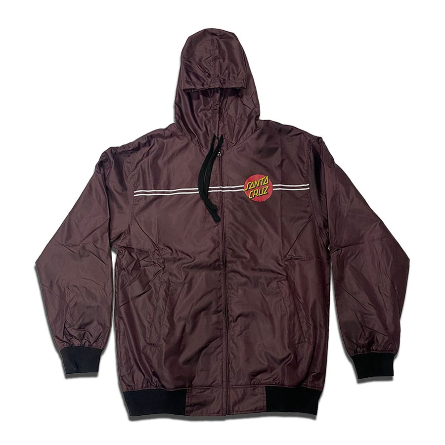 SANTA CRUZ DOT HOODED WINDBREAKER JACKET - BURGUNDY