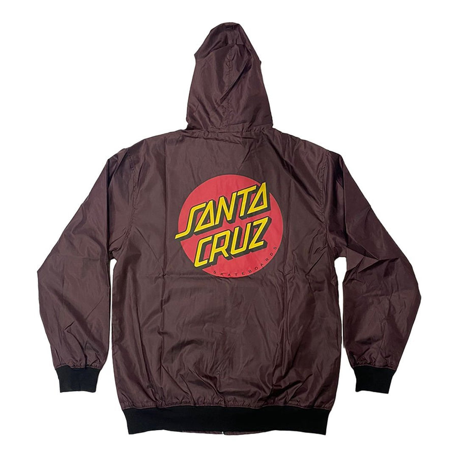 SANTA CRUZ DOT HOODED WINDBREAKER JACKET - BURGUNDY