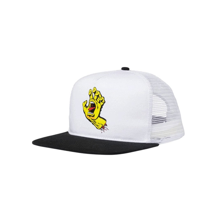SANTA CRUZ SCREAMING HAND FRONT MESH TRUCKER HAT-WHITE/ WHITE