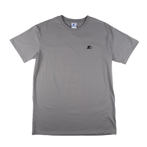 BASIC ROUND NECK TEE WITH EMBRO ON FRONT - GRAY