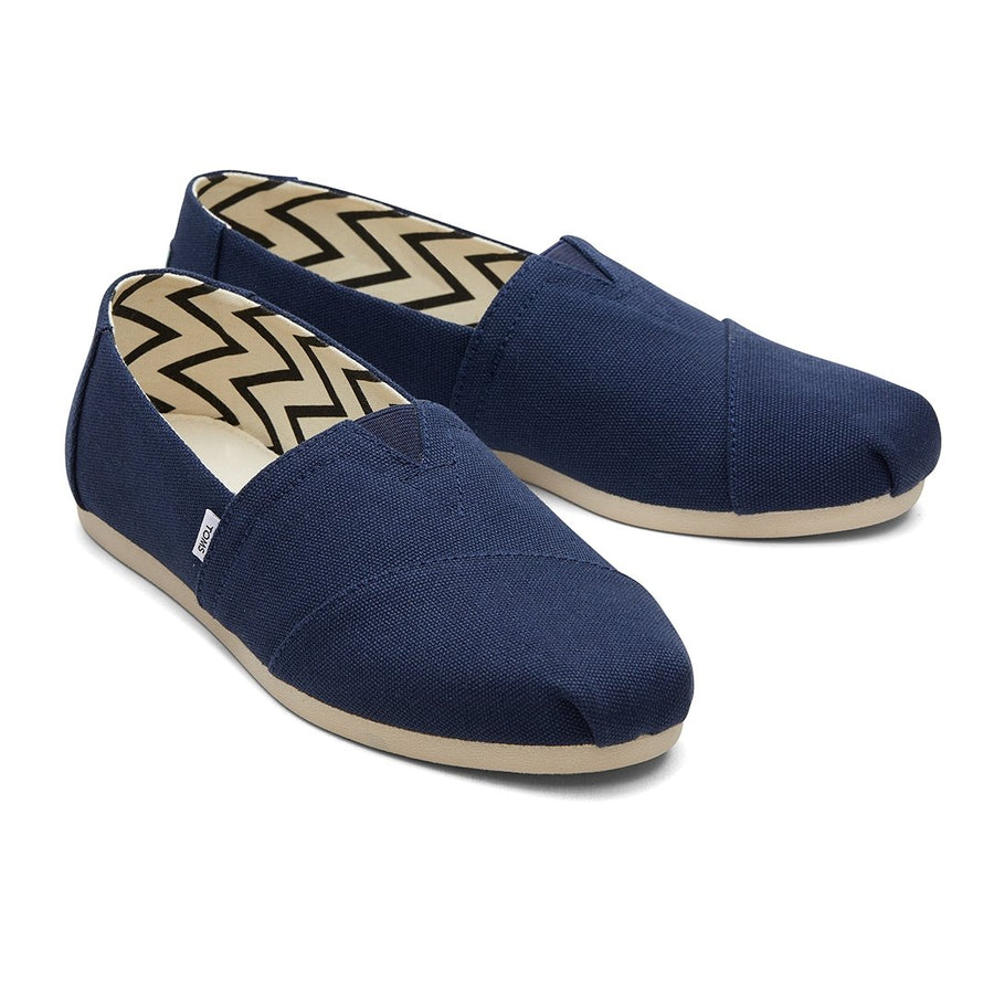 TOMS ALPARGATA - NAVY WIDE RECYCLED COTTON CANVAS (WOMENS)